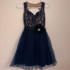 Navy Lace Evening Dress